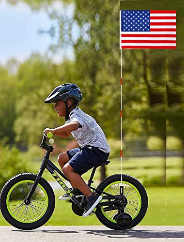 4 Pcs Upgraded Bike Flags with Pole 6 Feet High Visibility Orange Flags with Heavy Duty Fiberglass Flag Pole, Orange Flag and American Flag - color: 4 Pcs