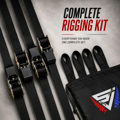 Ratchet Tie Down Straps (4 Pack) - 1,823lb Max Break Strength incl. (4) Heavy Duty 1" x 15' Rachet Tie Downs with Hooks & Handles Best for Moving Securing Cargo by Straight Jacket Crew (Black) - color: Black, size: 1" x 15'