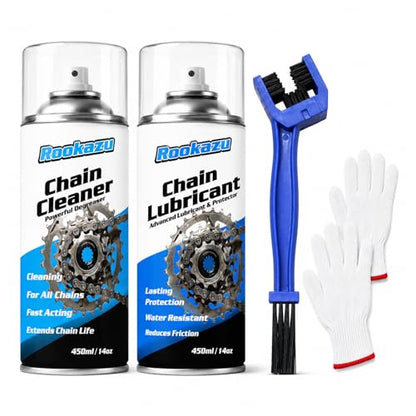 Chain Cleaner Kit for Motorcycle & Bicycle, with Chain Cleaner & Lube, Brushes, Gloves, Tools – Complete Cleaning & Lubricating Set for All Bikes, Street Bikes, Karts, Smooth Drive Train