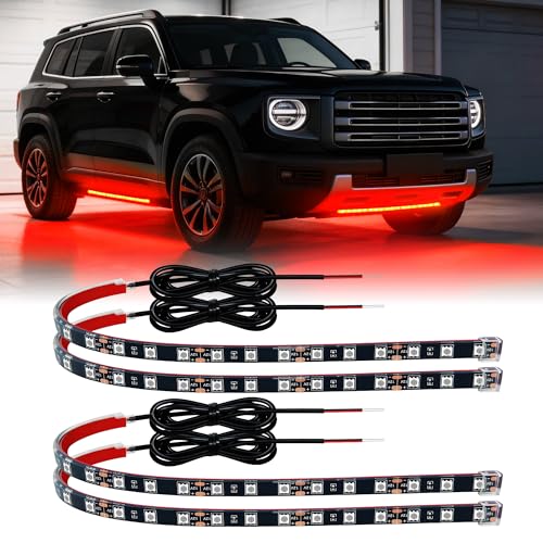 LED Strip Lights 12V Cuttable IP68 Waterproof 12 Inch Interior Exterior Underbody Light for Car SUV Truck Motorcycle Boat Golf Cart 18 SMD 5050 Red 4 Pack - color: red, size: 12inch