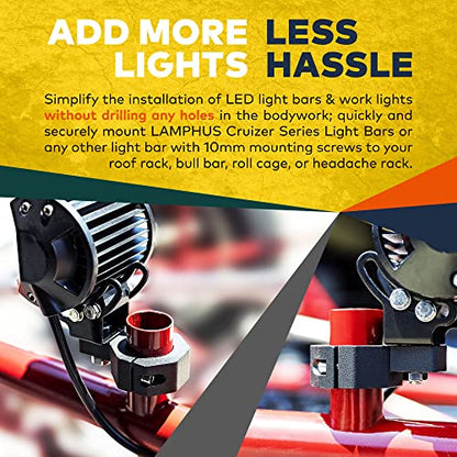 LAMPHUS Off-Road ATV UTV Light Bar Mounts Mounting Bracket Mini Bar Clamp Kits [0.75"/1"/1.25" Inch] [Vertical Bar] [Aluminium] [2 Unit] Bull Bar UTV Roll Bar Clamp Tube Roll Cage Clamps Mount - size: 2 Pack, style: Vertical Bar