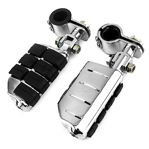 Motorcycle Universal Highway Pegs Foot Rests Fit Engine Guard Crash Bar 1-1/4" Or 1" Compatible with BMW Harley davidson Yamaha Honda - color: Style #2 Chrome
