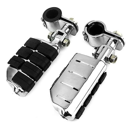 Motorcycle Universal Highway Pegs Foot Rests Fit Engine Guard Crash Bar 1-1/4" Or 1" Compatible with BMW Harley davidson Yamaha Honda - color: Style #2 Chrome