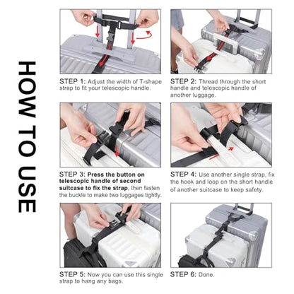Vigorport Luggage Straps, Luggage Connector Straps for Suitcases Add A Bag and Connect Your 2 Suitcases Together Adjustable Attachment Accessories Belts (1'' Width Medium Size) - size: 1''W Medium