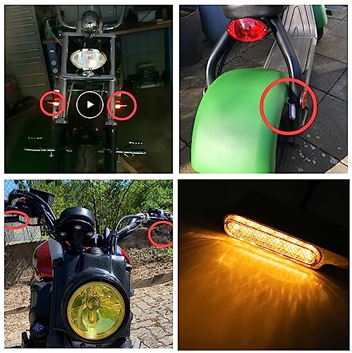 Motorcycle Mini LED Turn Signal Light 2pcs Universal Handlebar Indicator Blinker Light Flasher Lamp with 8mm Rearview Mirror Bolts - color: silver
