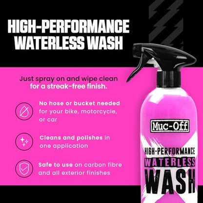 Muc-Off High Performance Waterless Bike Wash 750ml (Pack of 1) | Spray & Wipe Bike Cleaner | No Water Needed | Safe on Carbon Fibre | Cleans & Polishes with a Streak-Free Finish - size: 25.36 Fl Oz (Pack of 1)