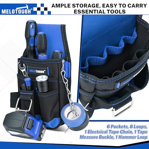 MELOTOUGH Pocket Tool Pouch Tool Belt Pouches with Belt Clip Utility Mini Tool Organizer Pouch for Electrician,Carpenter,Construction,Technician - color: Light Blue