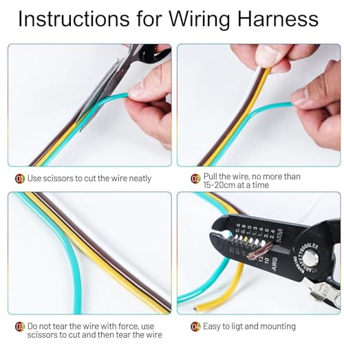 Trailer Wiring Harness 100FT 14 Gauge Trailer Tow Harness Bonded Spool, CCA 4 Way Colour-Coded Trailer Wiring Kit, Waterproof Boat Trailer Wire (Green, Yellow, Brown, White)
