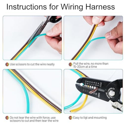 Trailer Wiring Harness 100FT 14 Gauge Trailer Tow Harness Bonded Spool, CCA 4 Way Colour-Coded Trailer Wiring Kit, Waterproof Boat Trailer Wire (Green, Yellow, Brown, White)