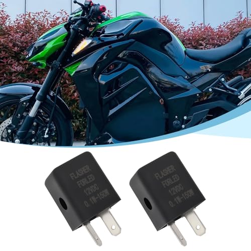 2Pcs 12V Flasher Relay 2 Pin Motorcycle Flasher Relay Led Indicator Relay Audible Beeping Turn Signal Relay for Motorcycle, 0.1-150W Load Capacity