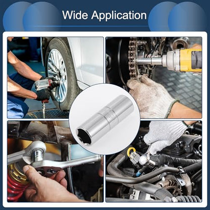 Spark Plug Impact Socket 63mm for Car Motorcycle Dirtbike Repair Hardware Tool CR-V Silver Tone Durable 6 Point 16mm 1/2 Inch Drive