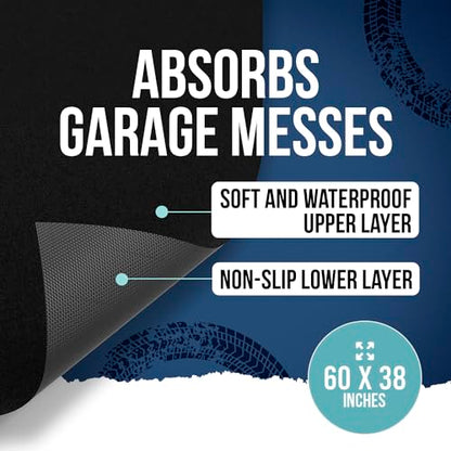ITSOFT Garage Floor Mat for Under Car 5x3 Feet, Oil Spill Mat & Mechanic Pad, Oil Drip Pan, Absorbent, Washable, Non Slip & Waterproof Garage Mats