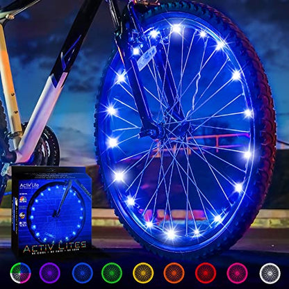 Activ Life LED Bike Wheel Lights with Batteries Included! Get 100% Brighter and Visible from All Angles for Ultimate Safety & Style (1 Tire Pack) - color: Blue