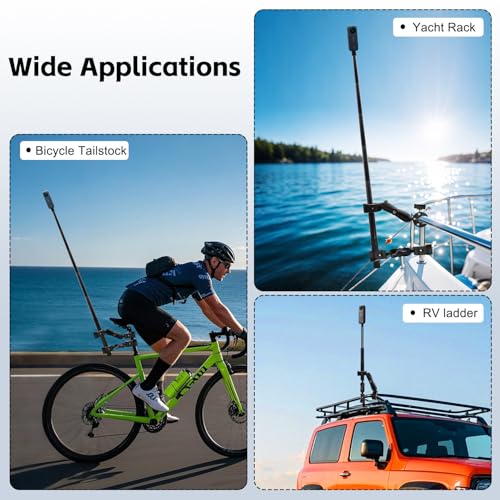 Motorcycle Camera Mount Kit Compatible for Insta360 X5-X Double Clamp with 47”Invisible Selfie Stick Bike Handlebar Holder Compatible with DJI Osmo Nano 360 Action Camera Cycling Video Boat Utv