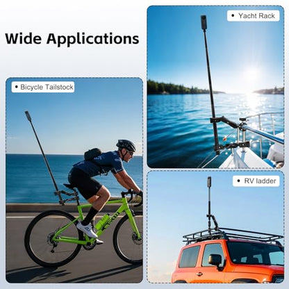 Motorcycle Camera Mount Kit Compatible for Insta360 X5-X Double Clamp with 47”Invisible Selfie Stick Bike Handlebar Holder Compatible with DJI Osmo Nano 360 Action Camera Cycling Video Boat Utv