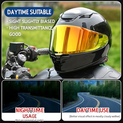 Shoei RF1400 X15 Helmet Visor Replacement Shield, Anti-Fog Sun Shield Accessory Compatible with RF-1400, X15, CWR-2, Z8, X-SPR PRO(Gold Red) - color: Gold Red
