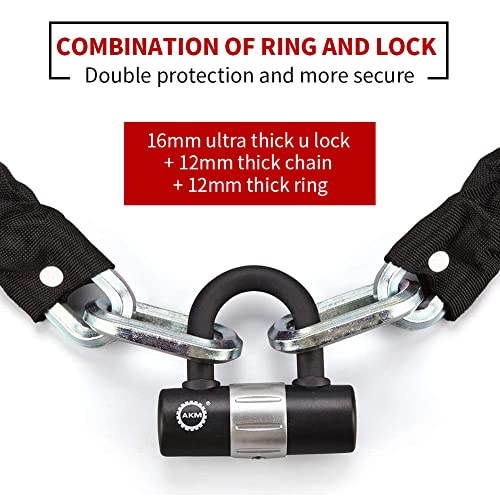AKM Chain Lock 3-Foot Heavy Duty Bike Chain Lock Durable 12mm Thick Anti-Theft Bicycle Chain Lock with 4Keys Security 16mm U Lock for Bicycle,Moped,Scooter,Motorcycle - size: 3ft/90cm x 12mm Diameter Chain with Lock
