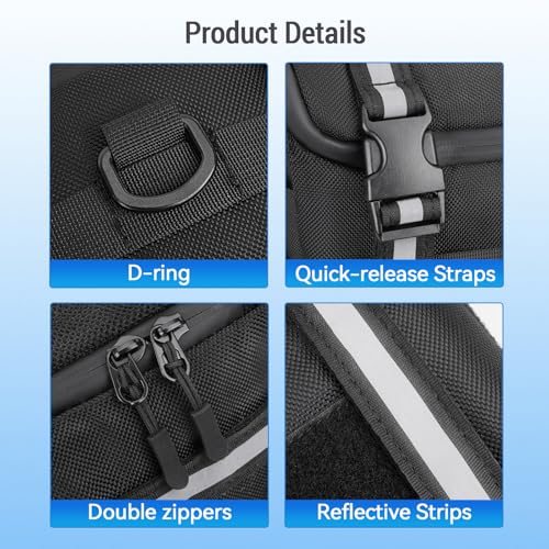 MOSISO Detachable ATV Fender Bag, Water-resistance Cargo Storage Pack for Front with Drink Holder, Rear Storage Bag Compatible with Scrambler Can Am Cfmoto Kawasaki Polaris Sportsman Grizzly, Black