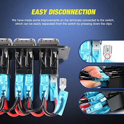 Nilight 16AWG LED Light Bar Wiring Harness Kit 12V On/Off 2 Gang Rocker Switch Panel Power Relay Blade Fuse 5Pin Toggle Switches for Cars Boat ATV Trucks-4 Leads - color: 2Gang Rocker Switch 16AWG Wiring Harness