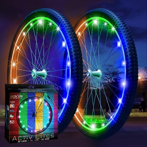 Activ Life 2-Tire Pack LED Bike Wheel Lights with Batteries Included, Get 100% Brighter and Visible from All Angles for Ultimate Safety and Style - color: Color-Changing