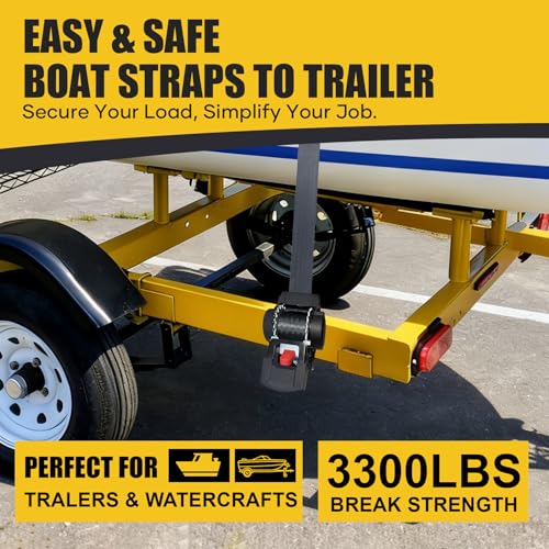 Ayaport Retractable Transom Tie Down Straps 2in X 8ft Boat Tie Down Straps to Trailer- 3300lbs Break Strength, Heavy Duty Bolt-on Ratchet Straps for Cargo, Boat, Motorcycles, ATV, 2pk - size: 2"x8'-2pcs