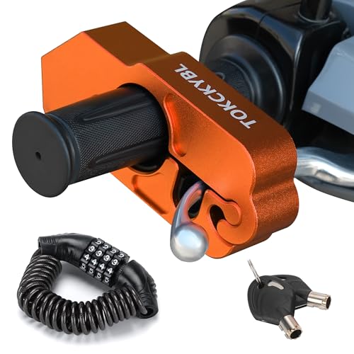 Motorcycle Lock, Heavy Duty Anti Theft Helmet, Brake and Handlebar Lock, Universal for Motorcycles, ATVs, Dirt Bikes, Mopeds, Scooters, Orange - color: Orange