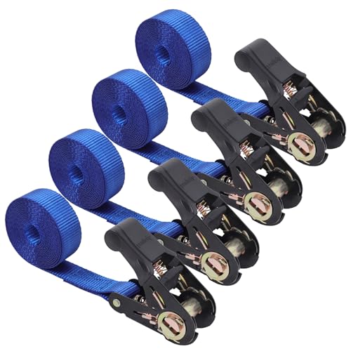 Ayaport Endless Ratchet Strap Ratcheting Tie Down Motorcycle Car Roof Rack Trailer Cargo Straps - size: 1"x8'-4pcs blue