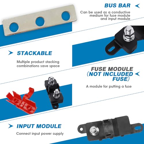 GLOSO Mega Fuse Holder Bolt-Down AMG with Cover (Fuse not inclued) M8 Stud 500 Amp Rating - color: 1 Red Fuse Holder, size: Fuse Holder