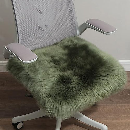 LLB Sheepskin Chair Covers - Office & Dining Room Chair Pads - 18x18 Inch, Dark Green - color: Dark Green, size: 18x18 Inch (Pack of 1)