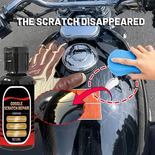 Motorcycle Scratch Remover,35ML Motorcycle Scratch Repair Paste with Sponge,Professional Motorcycles Paint Scrathes Repair for Helmet Goggles Visor Swirl Mark Removal with High Gloss Polishing Formula
