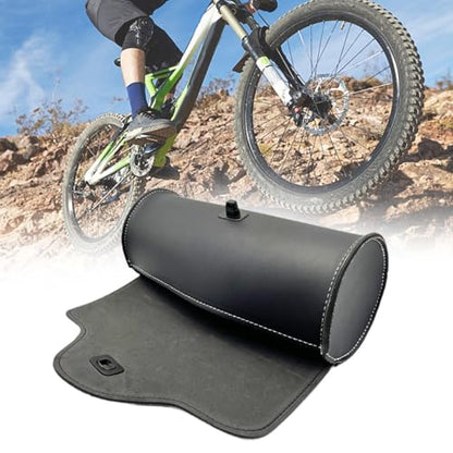 Universal PU Leather Motorcycle Fork Bag Saddlebag, Black with Mounting Straps Motorbike Tool Pouch Tail Rack Storage Bag