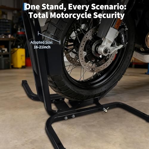 Professional Grade Universal Motorcycle Wheel Chock – Heavy-Duty 1500 Lb Stand for Trailers, Garage, Dirt Bikes, Cruisers & Sport Bikes with Quick-Adjust Security