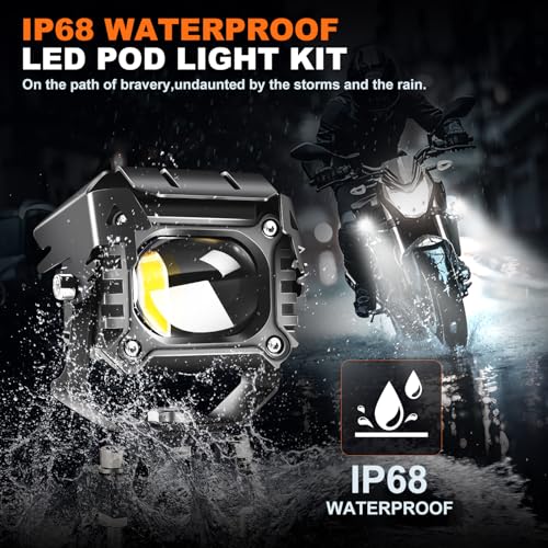 LEDMIRCY Motorcycle Auxiliary Lights, LED Fog Light 2PCS with Switch Wiring Harness Kit Motorcycle Driving Spot Lights IP68 Waterproof and Shockproof Suitable for Off-Road,ATV,Snowmobile,etc
