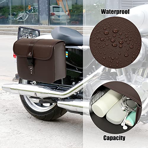 Motoforti Pair Motorcycle Saddlebag Side Tool Bags Cycling Luggage Bag Waterproof Quick Release Buckles - color: Brown
