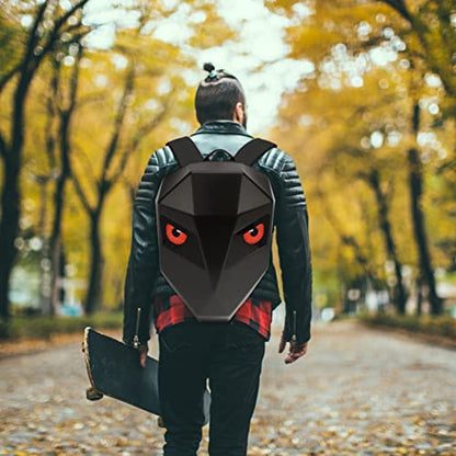 Ruconla LED Backpack Laptop Bag Motorcycle Riding bag, Hard Shell LED Motorbike Luggage Bags High-Capacity Helmet, Waterproof Backpack With Programmable Screen - color: Black