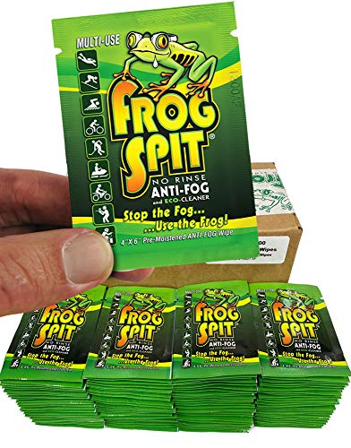 Frog Spit Pre-Moistened Anti-Fog Wipes | 100-Pack | Individually Packaged Travel Anti Fog Wipes for Glasses, Goggles, Face Masks, Helmet Face Shields - size: 1 Count (Pack of 100)
