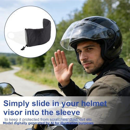 2 Pack Motorcycle Helmet Visor Bags, Scratch-Resistant Sleeve for Face Shield Storage & Travel, Universal Fit for Motorcycle Helmets, Includes Drawstring Closure (Black & Gray)