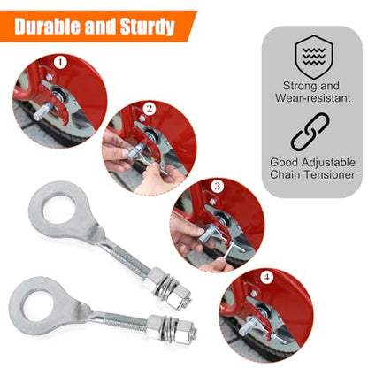 PSLER Chain Tensioner Adjuster - Rear Axle Blocks Chain Adjuster for Precise Alignment & Smooth Riding, Fits for 196cc 6.5hp Mini Bike 50-125cc ATV CRF CT200U Motovox MBX10 MBX11 Mini Bike Trail, 2PCS