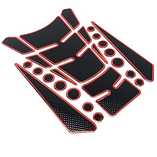 1 Set Red Universal 3D Motorcycle Gas Tank Sticker, Fuel Tank Protector Decal Pad Self-adhesive and Waterproof - color: Red