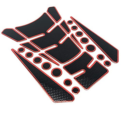 1 Set Red Universal 3D Motorcycle Gas Tank Sticker, Fuel Tank Protector Decal Pad Self-adhesive and Waterproof - color: Red