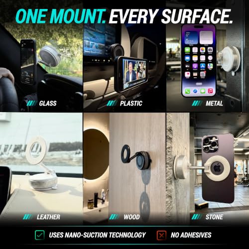 CARMOUNT Clutch-X™ White – Upgraded Vacuum Phone Mount Suction Cup Car Phone Holder for iPhone, Window Phone Mount, 360° Vacuum Magnetic Phone Holder for Car, Magnetic Phone Holder with Suction Cup - color: White