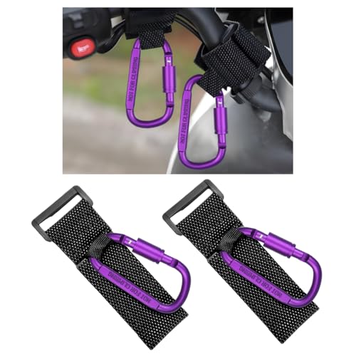 KVAEY 2 Pack Multipurpose Hook for Hanging Helmet, Goggle, Headsets, Durable Carabiners, Roll Bar Accessory Hook Hanger (Purple) - color: Purple