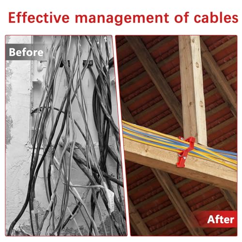 40PCS Multi Cable Staples,Non-Metalic Cable Staple Clips with Steel Nails,Insulated Plastic Wire Stackers for Easy & Tidy Electrical Wire Management