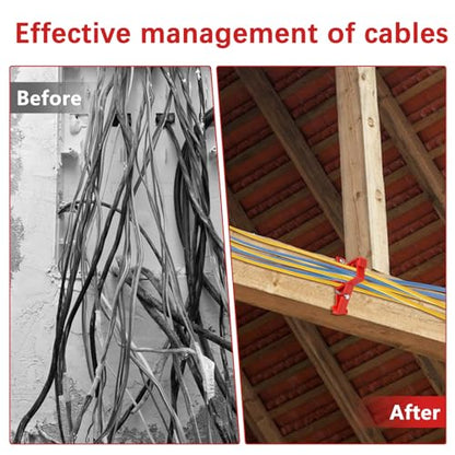 40PCS Multi Cable Staples,Non-Metalic Cable Staple Clips with Steel Nails,Insulated Plastic Wire Stackers for Easy & Tidy Electrical Wire Management