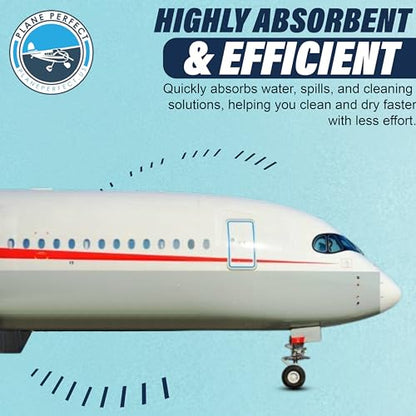 Plane Perfect Premium Microfiber Towels - 350GSM, 14"x14" Scratch Free, Absorbent, Reusable Cleaning & Drying Towels for Planes, Cars, Boats, Motorcycles | 12 Pack