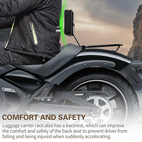 Motorcycle Sissy Bar Luggage Rack for Kawasaki Vulcan 650 VN650 S 2015 2016 2017 2018 2019 2020 2021 2022 2023 2024 2025 2026 Rear Passenger Backrest Upright Seat Leather Cushion Pad