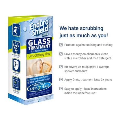 EnduroShield Glass Treatment Kit - Advanced Protection for Glass Surfaces - Repels Soap Scum, Grime & Dirt Without Harsh Chemicals - 8.4 fl oz - size: 8.4 Fl Oz (Pack of 1)
