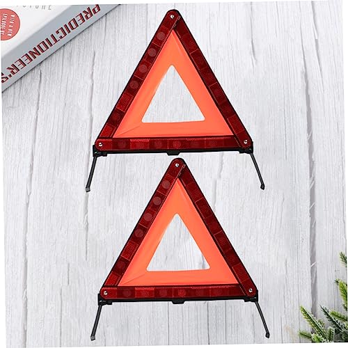 Alipis 2Pcs Roadside Hazard Warning Sign Emergency Triangle Kit for Compact Design Stable Base Day and Night Visibility Essential Road Safety Equipment
