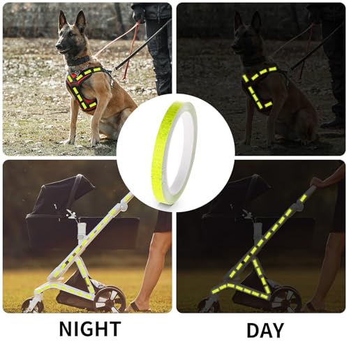 Neon Reflective Tape 0.4In x 26 Feet, Safety Warning Tape High Viscosity Durable Lasting Outdoor Waterproof Neon Reflector Strips for Bicycles Helmets Trailers(Yellow) - color: Yellow