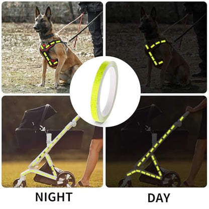 Neon Reflective Tape 0.4In x 26 Feet, Safety Warning Tape High Viscosity Durable Lasting Outdoor Waterproof Neon Reflector Strips for Bicycles Helmets Trailers(Yellow) - color: Yellow